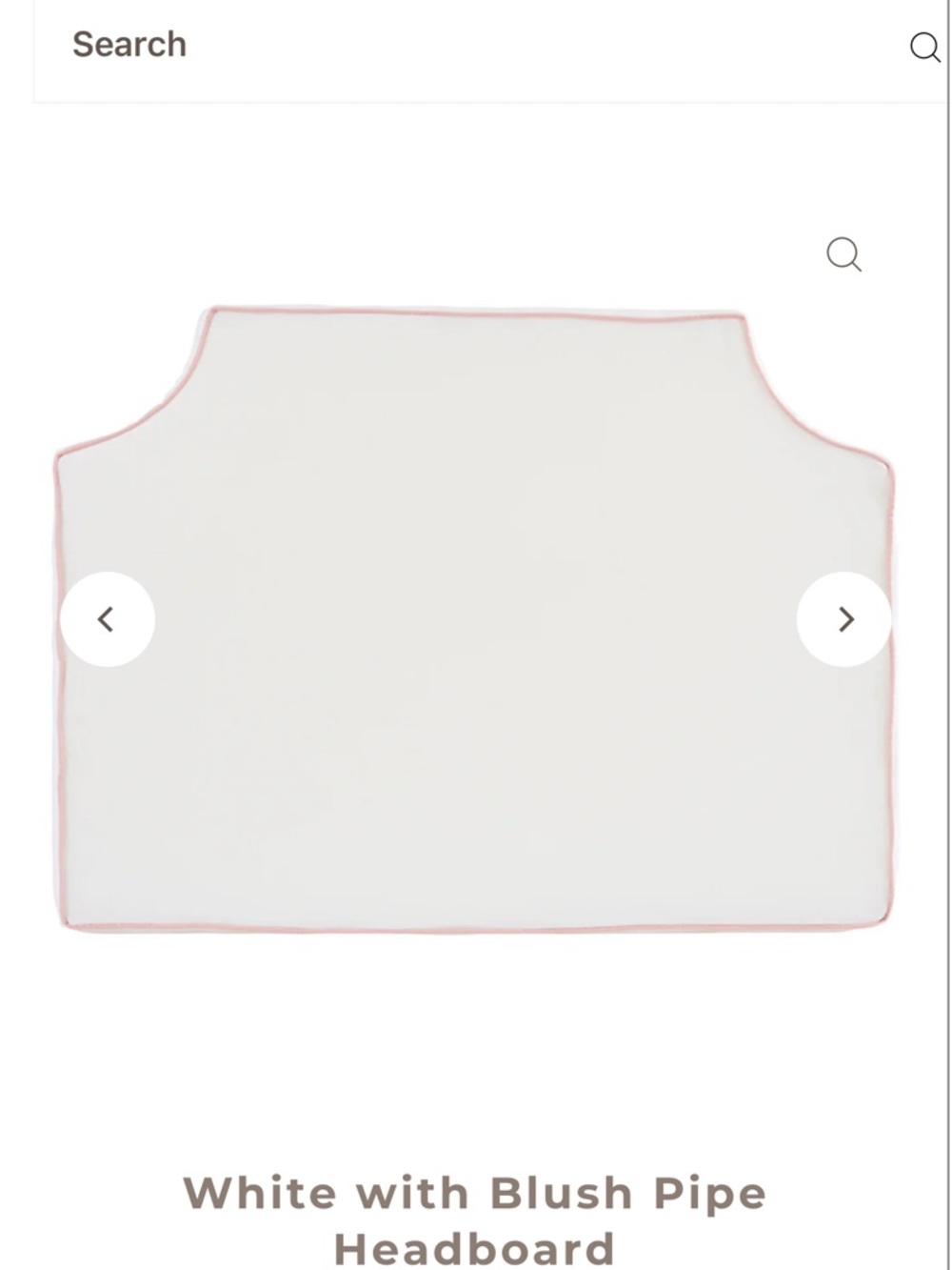 Room 422 White Headboard with Blush Piping